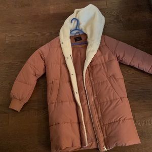 Very warm jacket rose colour Love Tree, worn only twice , slightly big for me